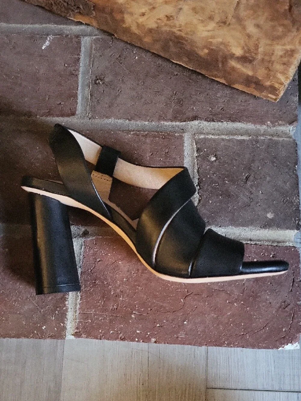 ANTONIO MELANI Black Strappy Block Heel Sandals